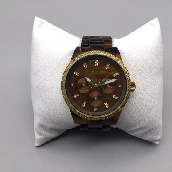 Michael Kors Gold/Tortoise Watch MK5038 Day Date Chronograph main image 8